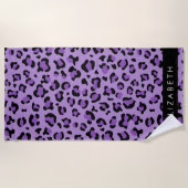 Leopardrucke, Spots, Lila Leopard, Ihr Name Strandtuch (Vorderseite)