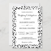 Leopardrucke, Spots, Schwarz/Weiß, Hochzeit Magneteinladung (Vorderseite)
