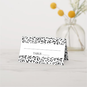 Leopardrucke, Spots, Schwarz/Weiß, Hochzeit Platzkarte
