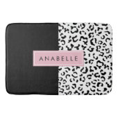 Leopardrucke, Spots, Schwarzweiß, Ihr Name Badematte (Vorderseite)