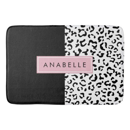 Leopardrucke, Spots, Schwarzweiß, Ihr Name Badematte (Vorderseite)