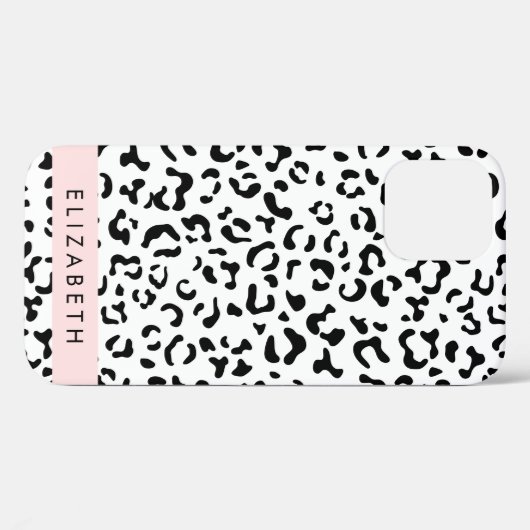 Leopardrucke, Spots, Schwarzweiß, Ihr Name Case-Mate iPhone Hülle (Rückseite (Horizontal))