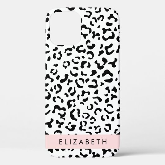 Leopardrucke, Spots, Schwarzweiß, Ihr Name Case-Mate iPhone Hülle (Rückseite)