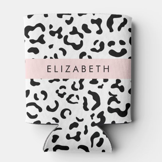 Leopardrucke, Spots, Schwarzweiß, Ihr Name Dosenkühler (Rückseite)
