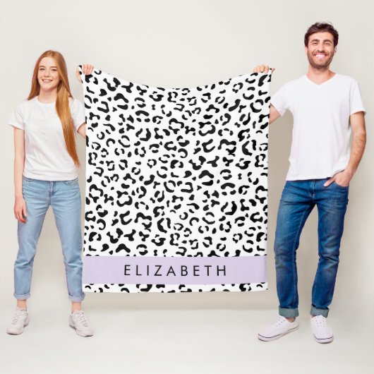 Leopardrucke, Spots, Schwarzweiß, Ihr Name Fleecedecke (Beispiel)