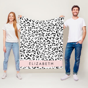 Leopardrucke, Spots, Schwarzweiß, Ihr Name Fleecedecke