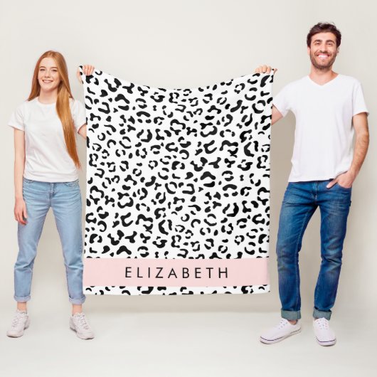 Leopardrucke, Spots, Schwarzweiß, Ihr Name Fleecedecke (Beispiel)