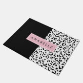 Leopardrucke, Spots, Schwarzweiß, Ihr Name Fußmatte (Schrägansicht)