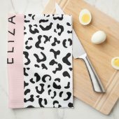 Leopardrucke, Spots, Schwarzweiß, Ihr Name Geschirrtuch (Viertel Falte)