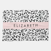 Leopardrucke, Spots, Schwarzweiß, Ihr Name Geschirrtuch (Horizontal)