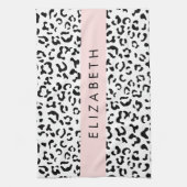Leopardrucke, Spots, Schwarzweiß, Ihr Name Geschirrtuch (Vertikal)