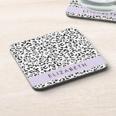 Leopardrucke, Spots, Schwarzweiß, Ihr Name Getränkeuntersetzer (Linke Seite)