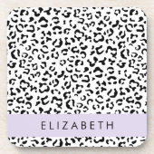 Leopardrucke, Spots, Schwarzweiß, Ihr Name Getränkeuntersetzer (Vorderseite)