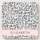 Leopardrucke, Spots, Schwarzweiß, Ihr Name Getränkeuntersetzer (Vorderseite)