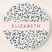 Leopardrucke, Spots, Schwarzweiß, Ihr Name Getränkeuntersetzer (Vorne)