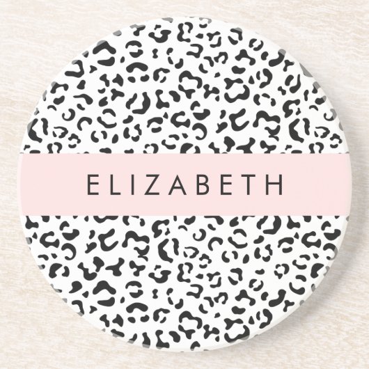 Leopardrucke, Spots, Schwarzweiß, Ihr Name Getränkeuntersetzer (Vorne)