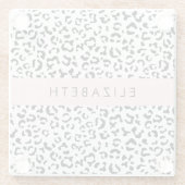 Leopardrucke, Spots, Schwarzweiß, Ihr Name Glasuntersetzer (Rückseite)