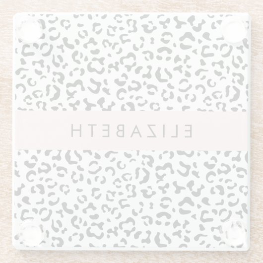 Leopardrucke, Spots, Schwarzweiß, Ihr Name Glasuntersetzer (Rückseite)