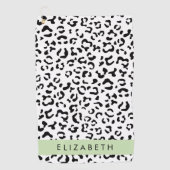 Leopardrucke, Spots, Schwarzweiß, Ihr Name Golfhandtuch (Vorderseite)