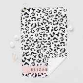 Leopardrucke, Spots, Schwarzweiß, Ihr Name Golfhandtuch (Insitu)