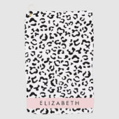 Leopardrucke, Spots, Schwarzweiß, Ihr Name Golfhandtuch (Vorderseite)