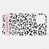 Leopardrucke, Spots, Schwarzweiß, Ihr Name iPhone Hülle (Rückseite (Horizontal))