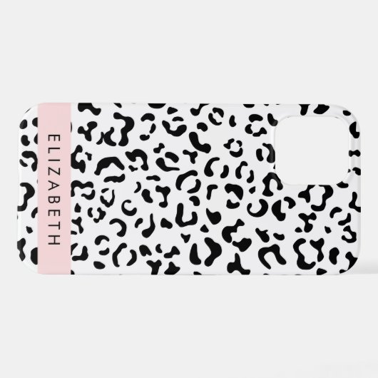 Leopardrucke, Spots, Schwarzweiß, Ihr Name iPhone Hülle (Rückseite (Horizontal))