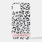 Leopardrucke, Spots, Schwarzweiß, Ihr Name iPhone Hülle (Rückseite)