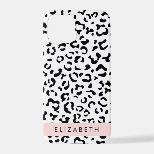 Leopardrucke, Spots, Schwarzweiß, Ihr Name iPhone Hülle (Rückseite)