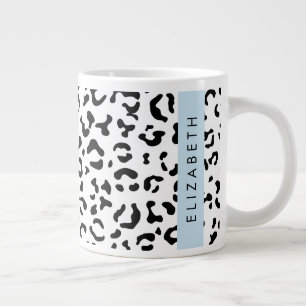 Leopardrucke, Spots, Schwarzweiß, Ihr Name Jumbo-Tasse