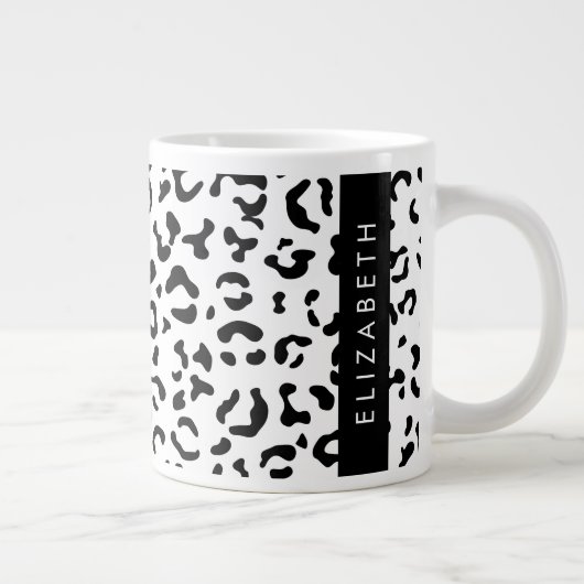 Leopardrucke, Spots, Schwarzweiß, Ihr Name Jumbo-Tasse (Rechts)