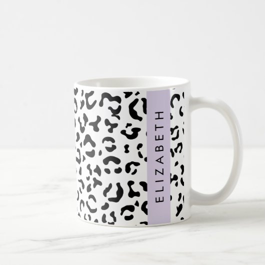 Leopardrucke, Spots, Schwarzweiß, Ihr Name Kaffeetasse (Rechts)