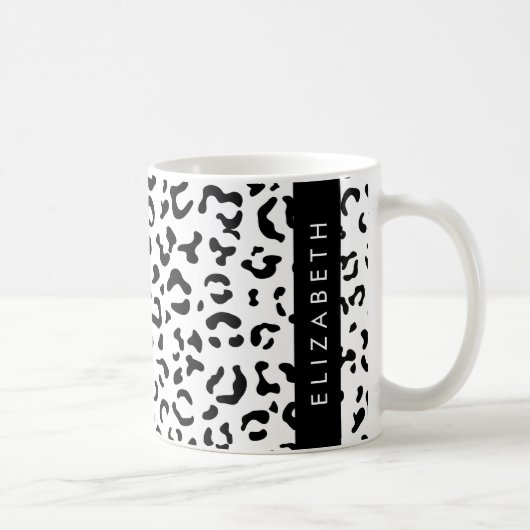 Leopardrucke, Spots, Schwarzweiß, Ihr Name Kaffeetasse (Rechts)