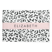 Leopardrucke, Spots, Schwarzweiß, Ihr Name Kissenbezug (Rückseite)