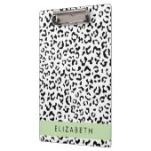 Leopardrucke, Spots, Schwarzweiß, Ihr Name Klemmbrett (Links)