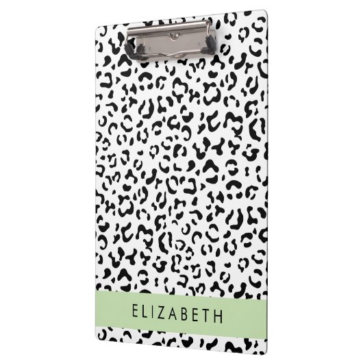 Leopardrucke, Spots, Schwarzweiß, Ihr Name Klemmbrett (Links)