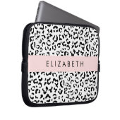 Leopardrucke, Spots, Schwarzweiß, Ihr Name Laptopschutzhülle (Vorne Rechts)