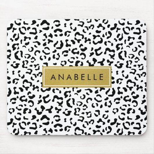 Leopardrucke, Spots, Schwarzweiß, Ihr Name Mousepad (Vorne)