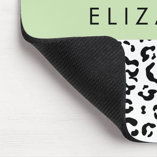 Leopardrucke, Spots, Schwarzweiß, Ihr Name Mousepad (Ecke)