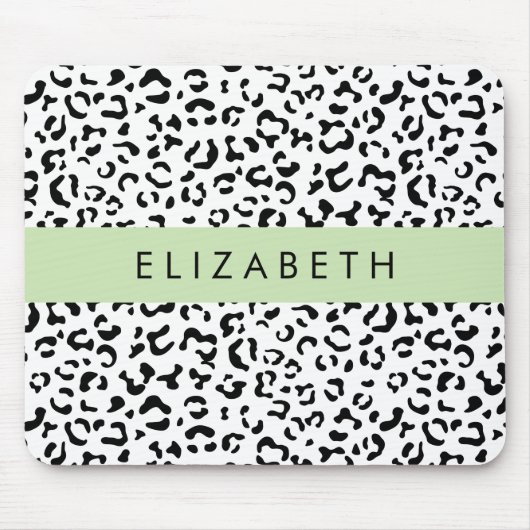 Leopardrucke, Spots, Schwarzweiß, Ihr Name Mousepad (Vorne)