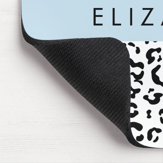 Leopardrucke, Spots, Schwarzweiß, Ihr Name Mousepad (Ecke)
