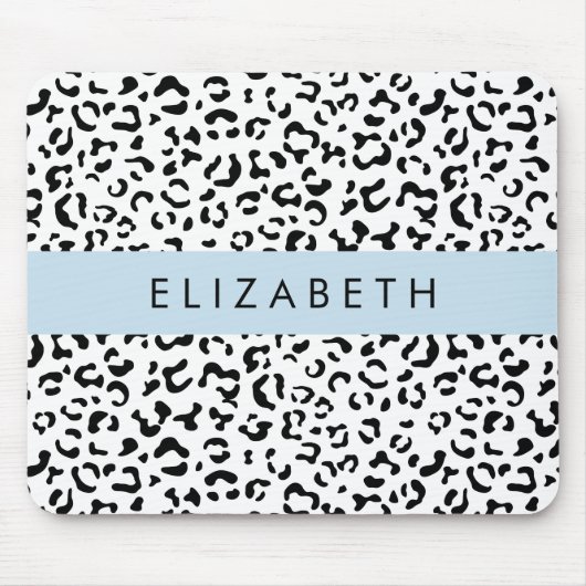 Leopardrucke, Spots, Schwarzweiß, Ihr Name Mousepad (Vorne)
