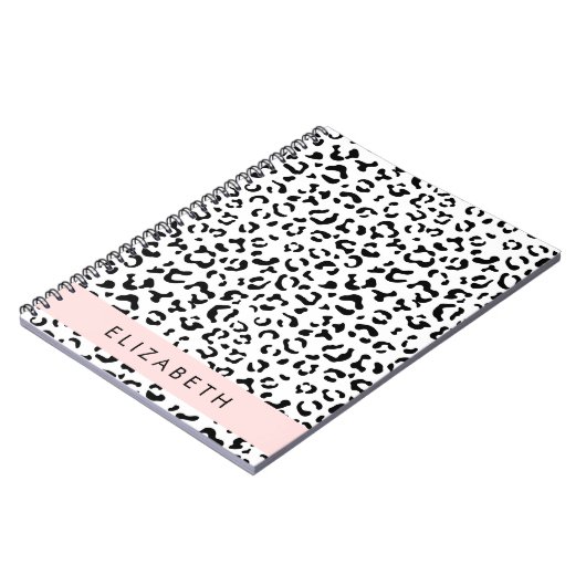 Leopardrucke, Spots, Schwarzweiß, Ihr Name Notizblock (Linke Seite)