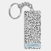 Leopardrucke, Spots, Schwarzweiß, Ihr Name Schlüsselanhänger (Vorderseite links)