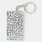 Leopardrucke, Spots, Schwarzweiß, Ihr Name Schlüsselanhänger (Rückseite)