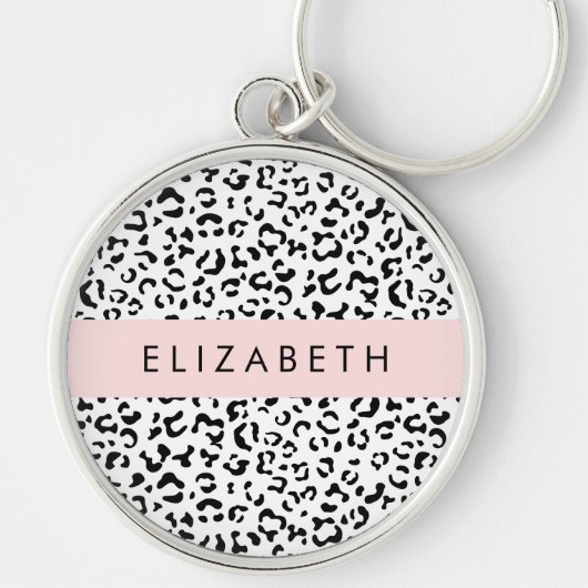 Leopardrucke, Spots, Schwarzweiß, Ihr Name Schlüsselanhänger (Vorne)