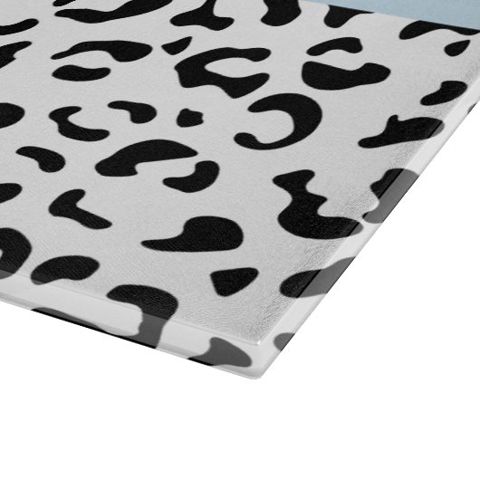 Leopardrucke, Spots, Schwarzweiß, Ihr Name Schneidebrett (Ecke)