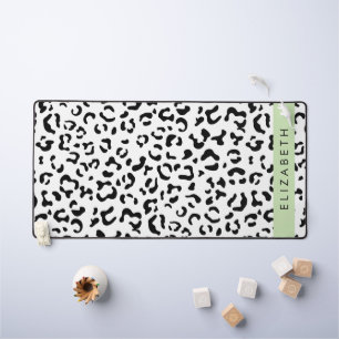 Leopardrucke, Spots, Schwarzweiß, Ihr Name Schreibtischunterlage