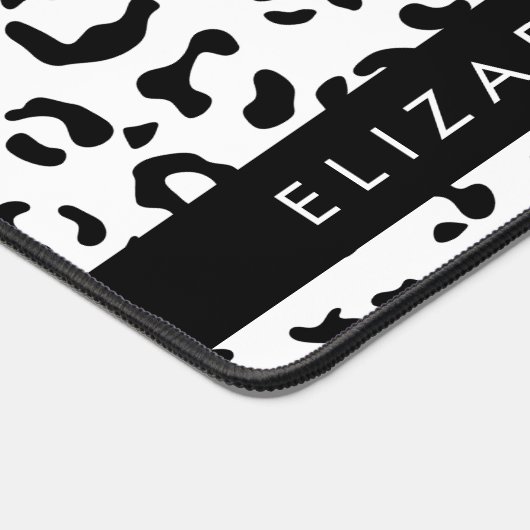 Leopardrucke, Spots, Schwarzweiß, Ihr Name Schreibtischunterlage (Ecke)