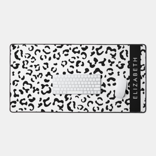 Leopardrucke, Spots, Schwarzweiß, Ihr Name Schreibtischunterlage (Tastatur & Maus)